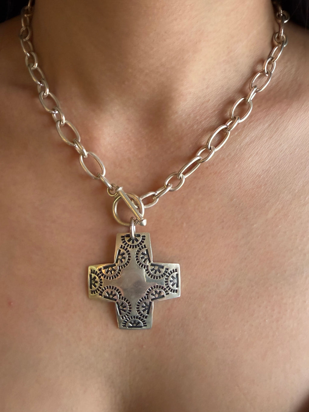 Palm Beach Sterling Vintage 925 17" Byzantine (Crux Quadrata) Necklace