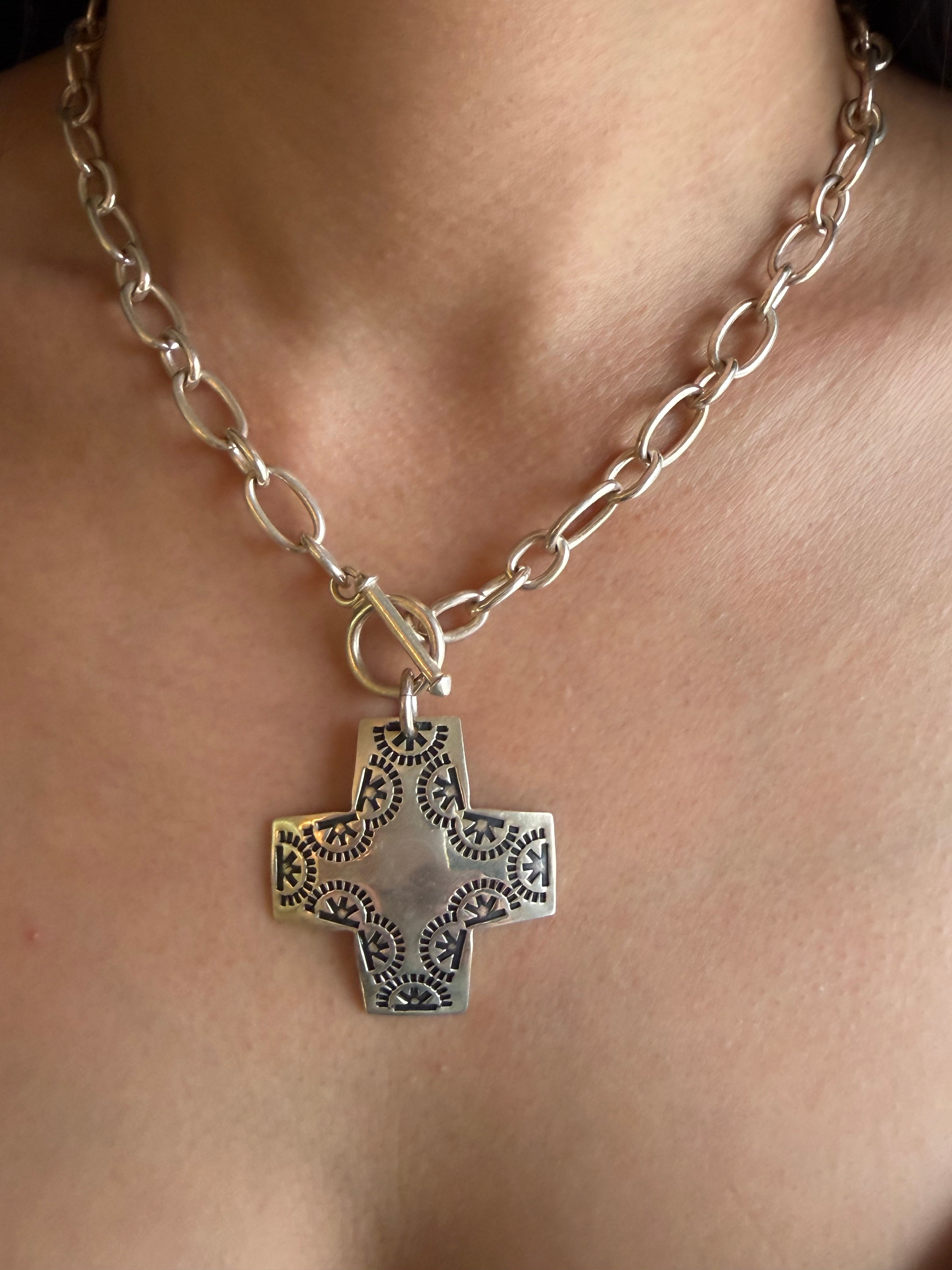 Palm Beach Sterling Vintage 925 17" Byzantine (Crux Quadrata) Necklace