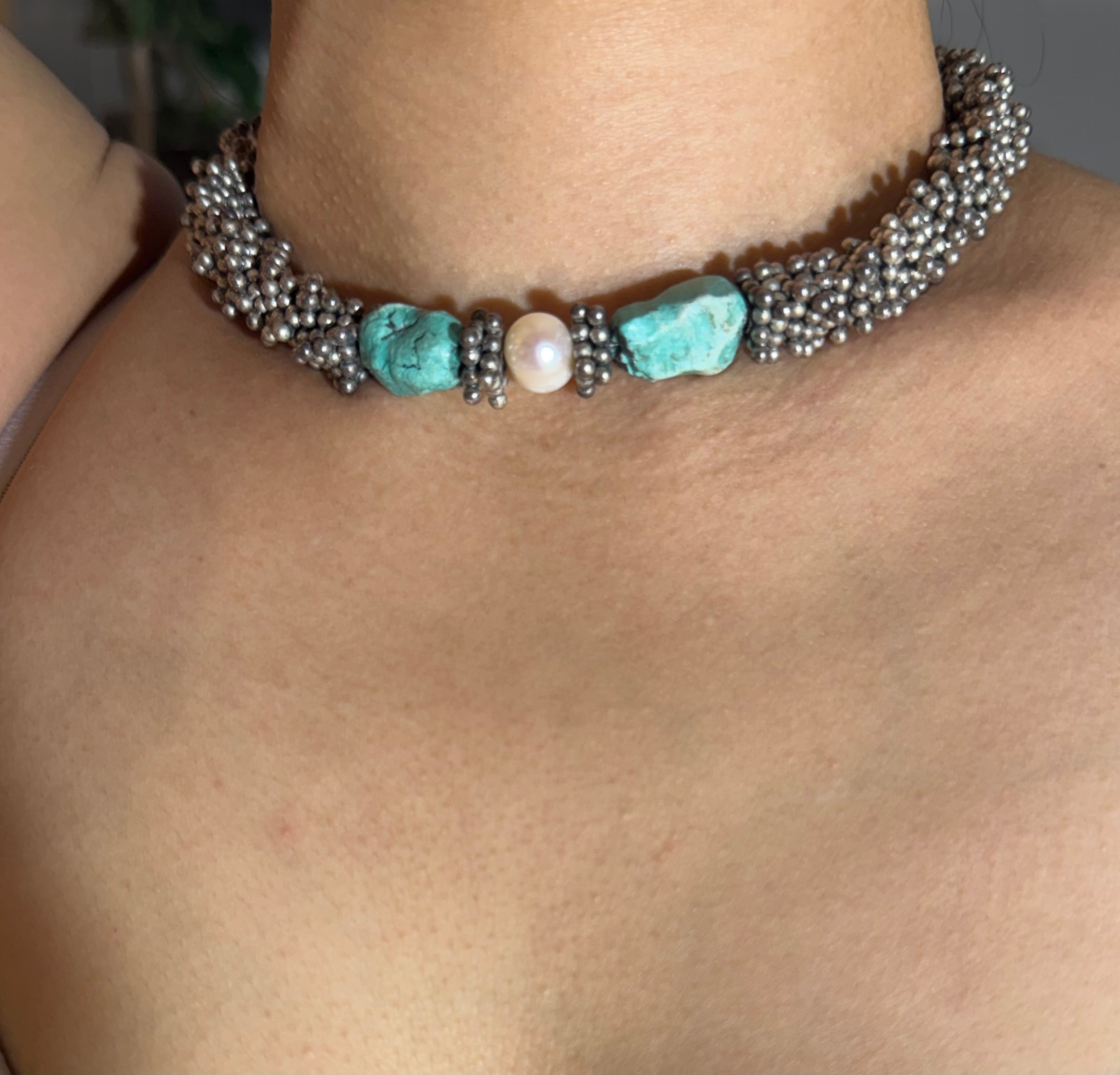 Palm Beach Vintage Caviar Sterling Necklace — 191g