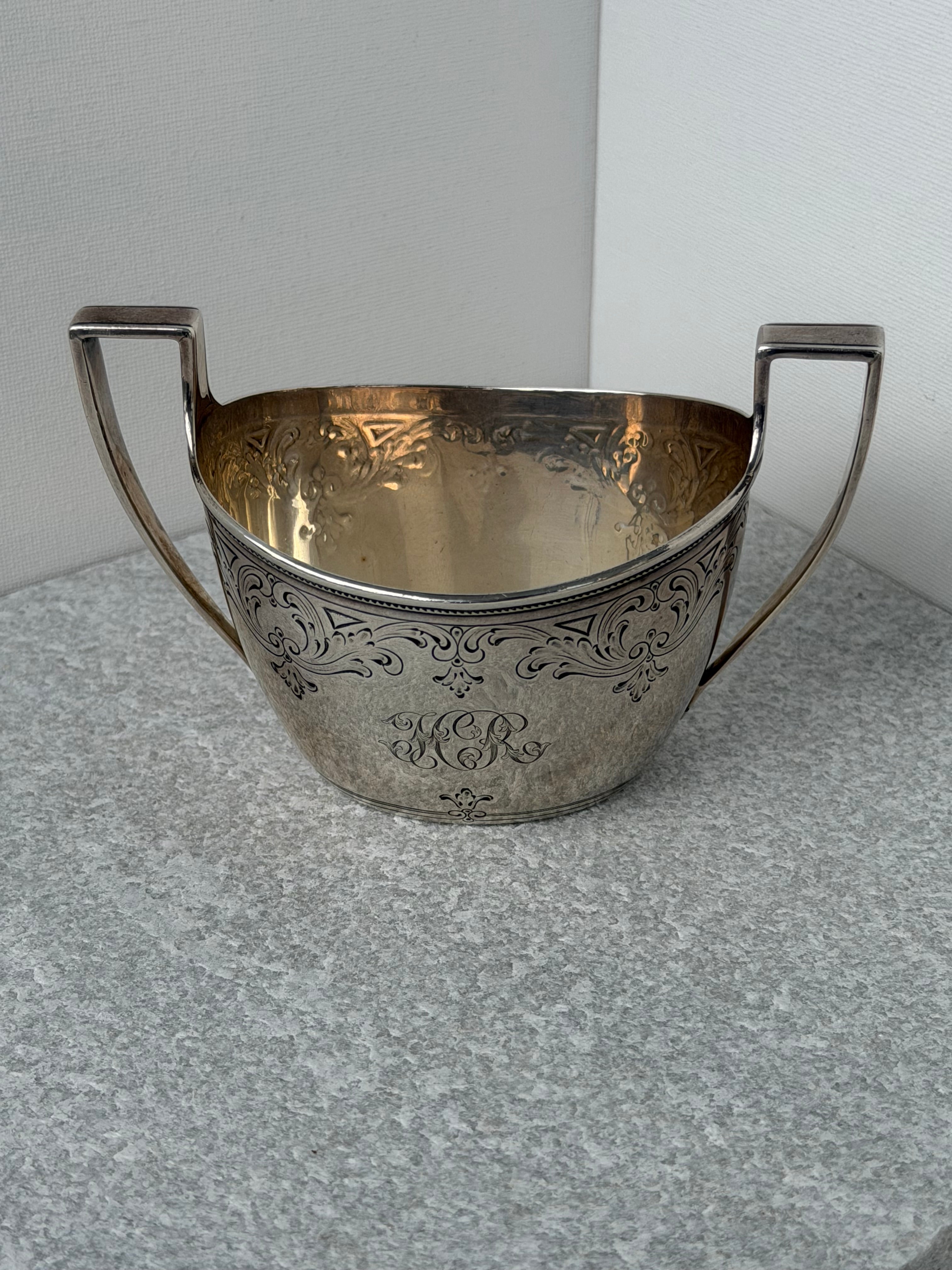 Tiffany & Co. Circa 1907-1912 Georgian Style Sterling Paired Sugar Bowl & Creamer Palm Beach Provenance – Mary Clark Roosevelt (MCR) Monogram