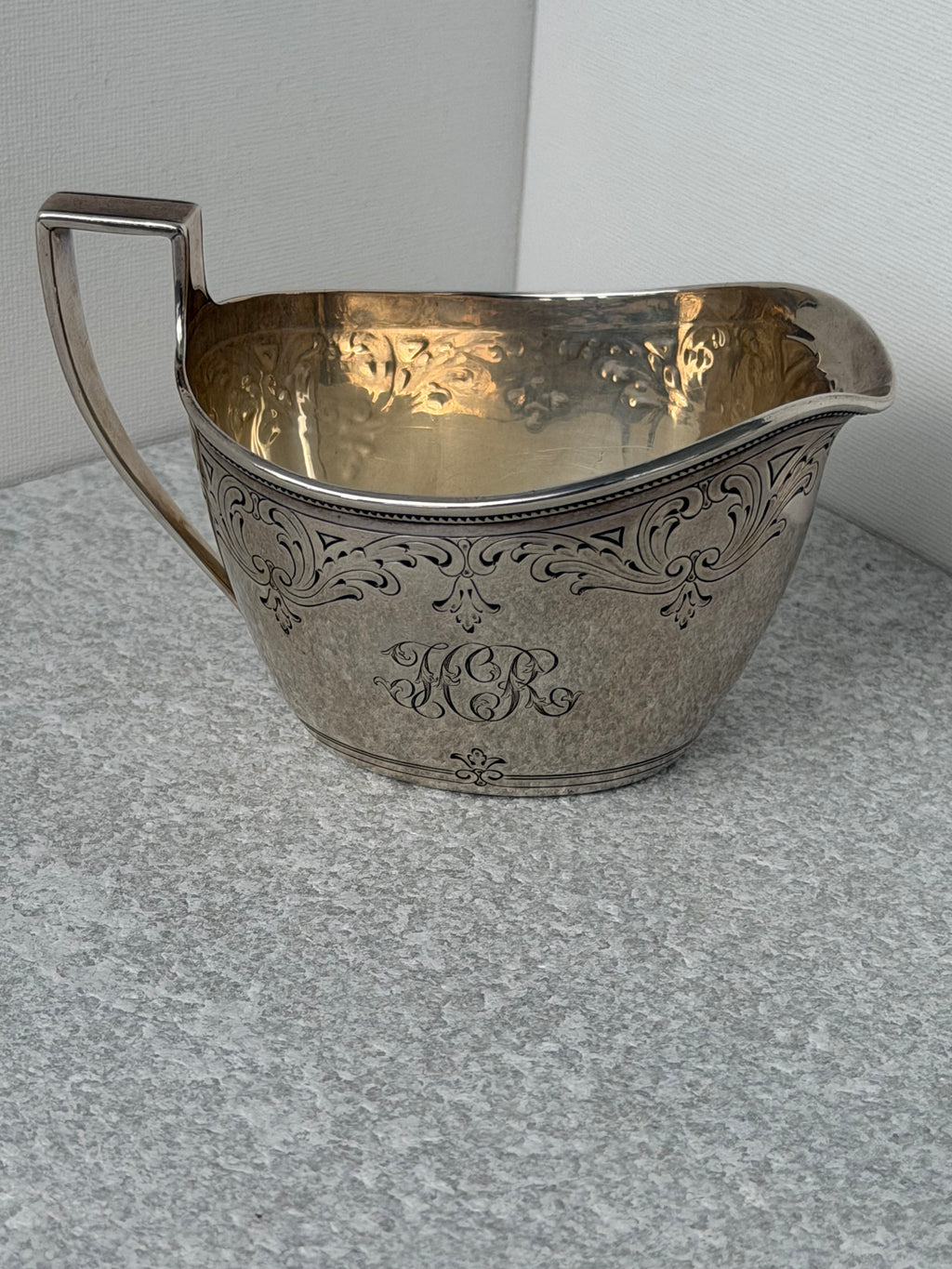 Tiffany & Co. Circa 1907-1912 Georgian Style Sterling Paired Sugar Bowl & Creamer Palm Beach Provenance – Mary Clark Roosevelt (MCR) Monogram