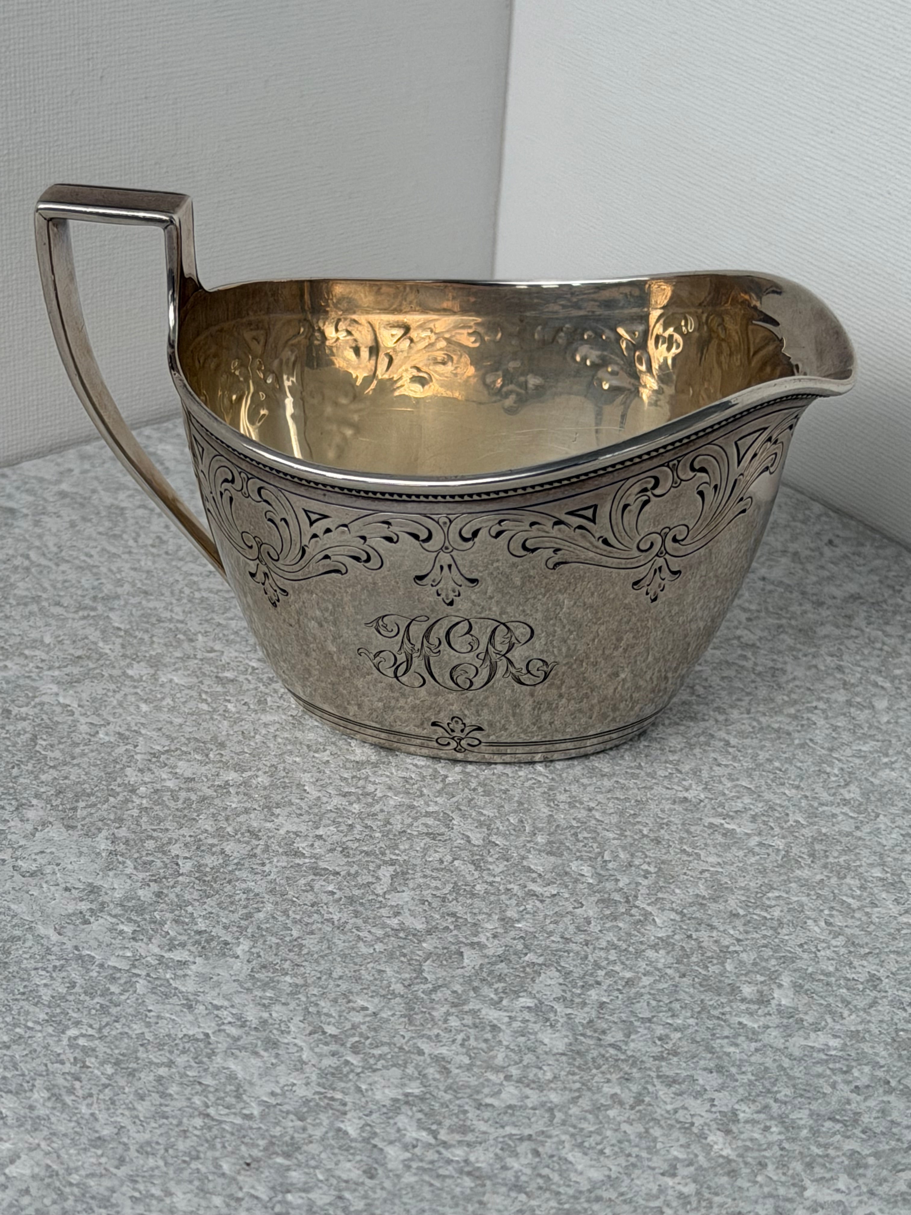 Tiffany & Co. Circa 1907-1912 Georgian Style Sterling Paired Sugar Bowl & Creamer Palm Beach Provenance – Mary Clark Roosevelt (MCR) Monogram
