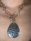 Vintage Palm Beach Hand-Hammered Sterling Teardrop Necklace