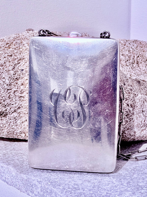 Palm Beach Phipps Family “Charlotte Phipps”,Society Sterling Compact & Cigarette Case 97 Grams Monogrammed “C.P.” – Jazz Age Palm Beach, Circa 1922–1927