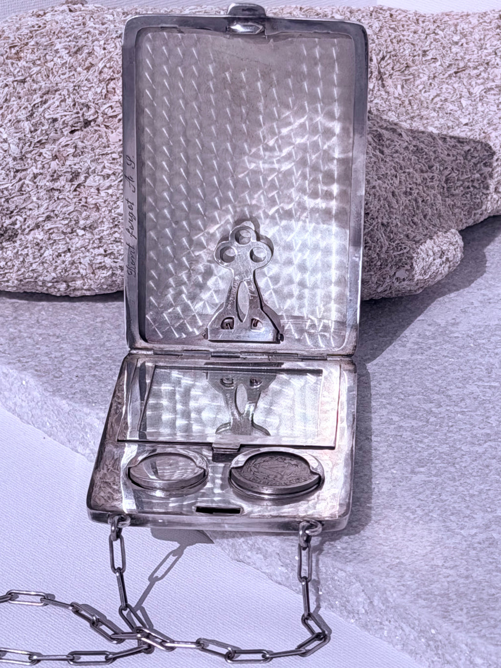 Palm Beach Phipps Family “Charlotte Phipps”,Society Sterling Compact & Cigarette Case 97 Grams Monogrammed “C.P.” – Jazz Age Palm Beach, Circa 1922–1927