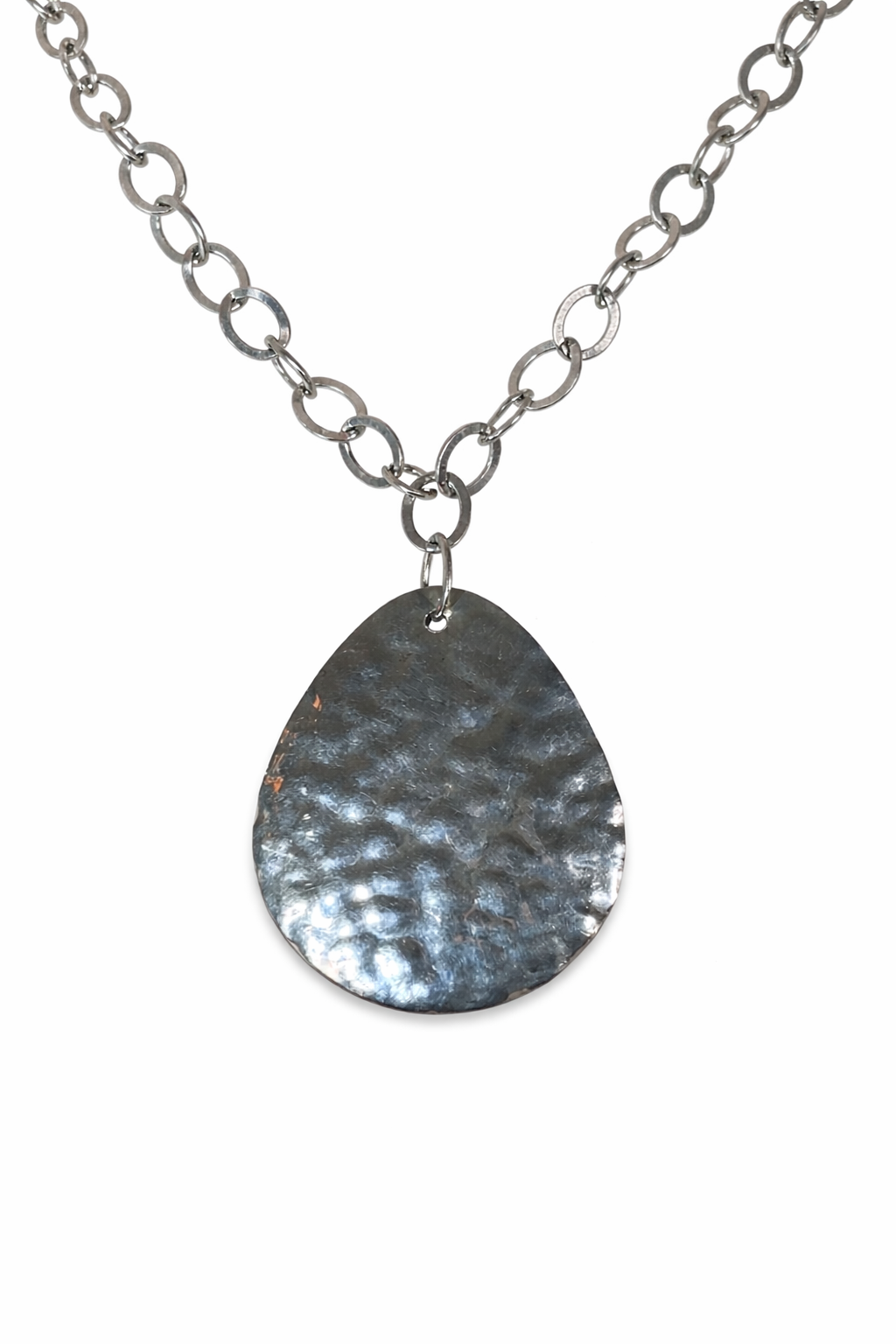 Vintage Palm Beach Hand-Hammered Sterling Teardrop Necklace